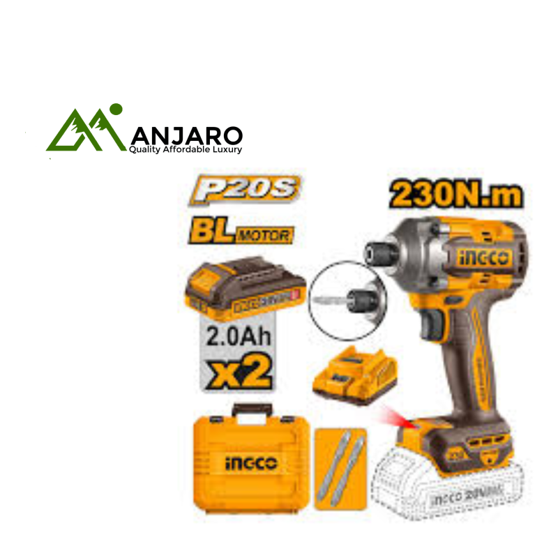 CIRLI2023 – 20V Brushless Cordless Impact Driver Set | 230Nm Max Torque, Dual Batteries & LED Work Light