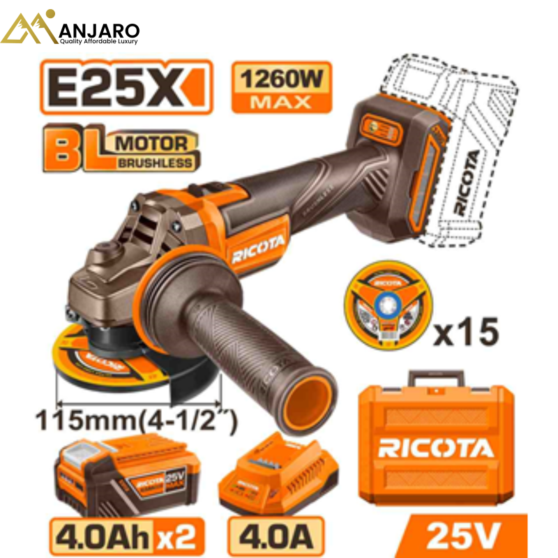 Ricota Brushless Cordless Angle Grinder Kit  RLAG2511512