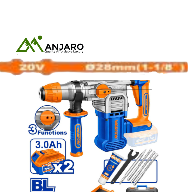 Wadfow  Cordless Rotary Hammer 28mm 20V Brushless WLM1B282