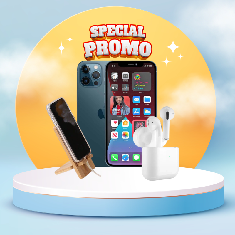 Apple iPhone 12 Pro Max (UK Used) with Free Wooden Phone Stand & AirPods Pro 4 Wireless Bluetooth Headset