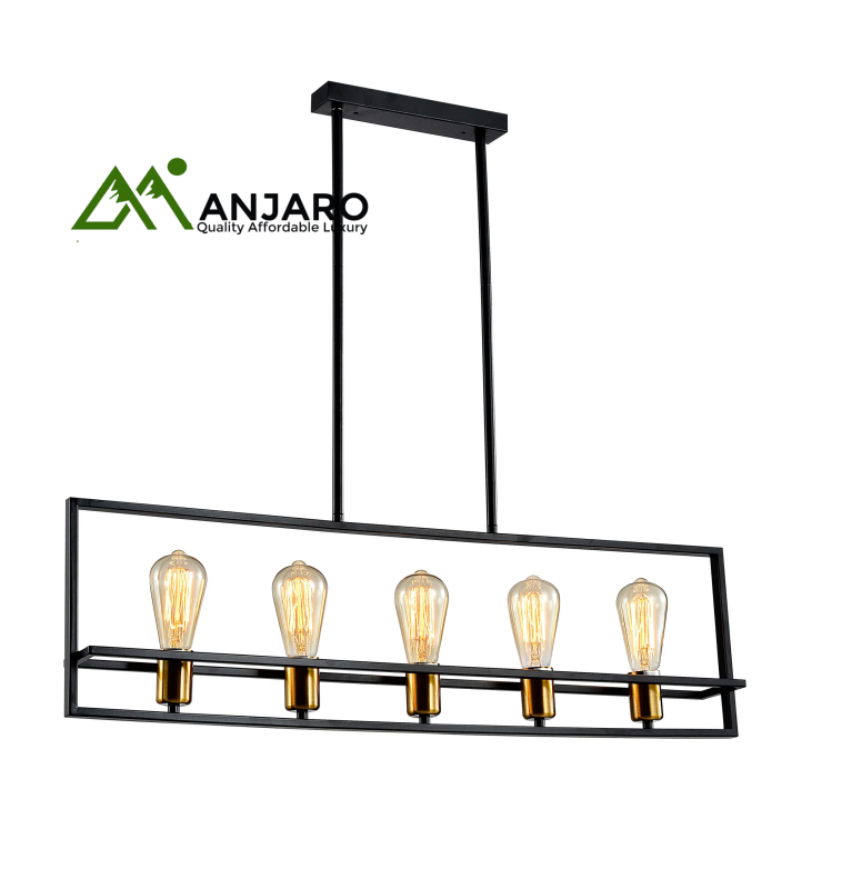 Lyustra 8655-5 5*E27 Black Metal Ceiling Light (TEKAVIZE)
