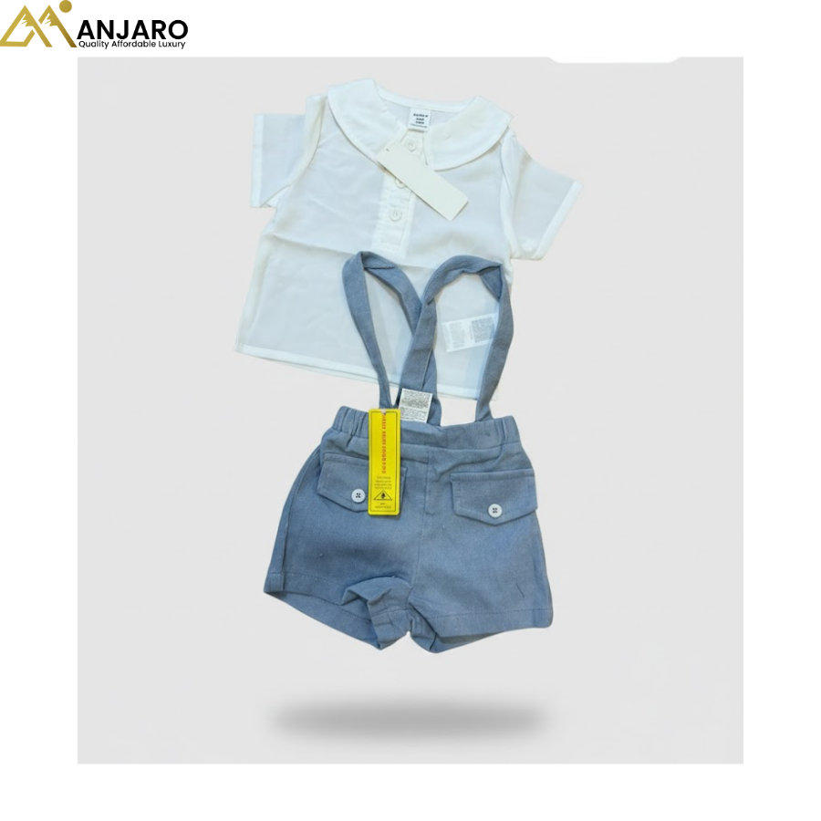 Baby Boy Gentleman Suspender Shorts & Shirt Set – 2 Piece Outfit (1–6 Months)
