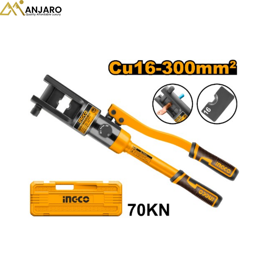 INGCO Hydraulic Crimping Tool – 16–300mm² Heavy-Duty Cable Crimper HHCT01240