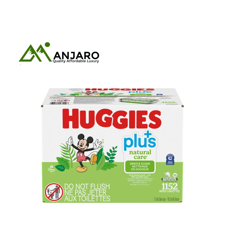 Huggies Natural Care Plus Baby Wipes – 56 Count, Gentle & Hypoallergenic for Sensitive Skin