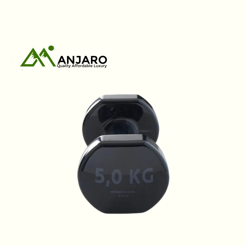 Fitness 5 kg Dumbbells Twin-Pack – Black | PVC-Coated Iron Weights for Strength, Muscle Mass & Floor Safety