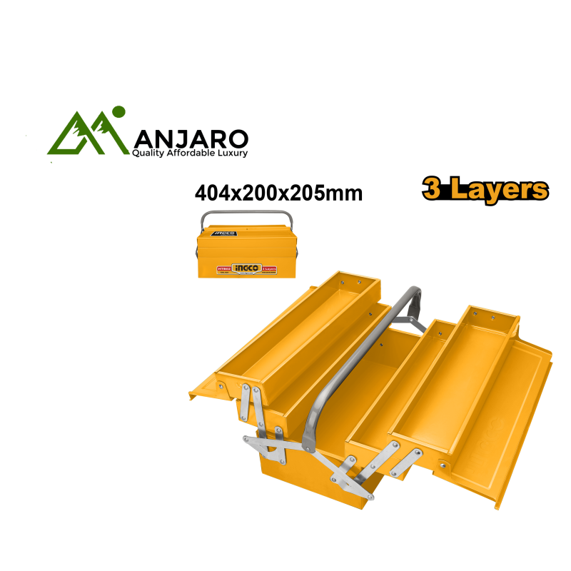 HTB03 3-Layer Steel Tool Box – Compact Heavy-Duty Portable Organizer (404×200×205mm)