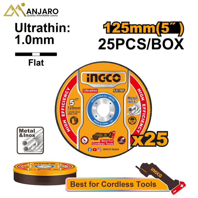 INGCO  Ultra-Thin Metal Cutting Disc Set – 125mm (25pcs) MCD1012525