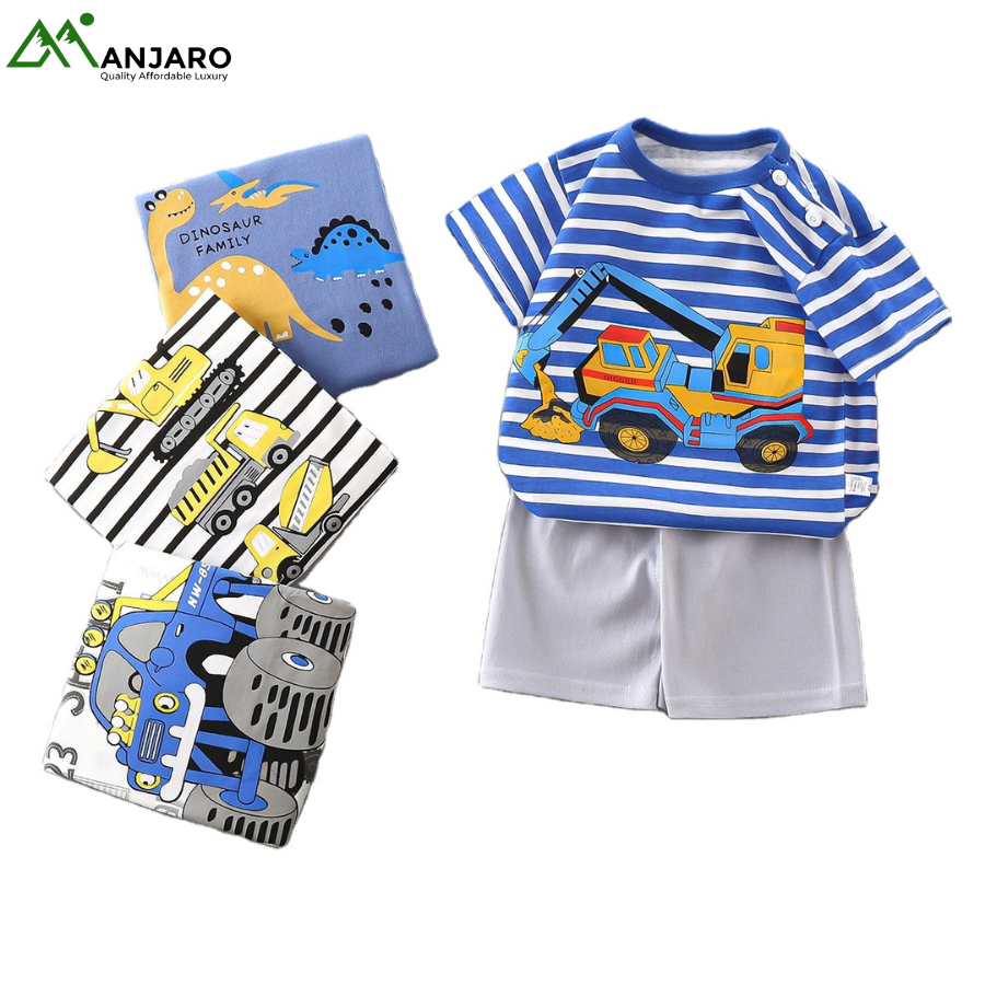 Cotton Kids Summer T-Shirt & Short Set – Casual Geometric Toddler Outfit Boys & Girls – HBXB02(Shipping ee Included)