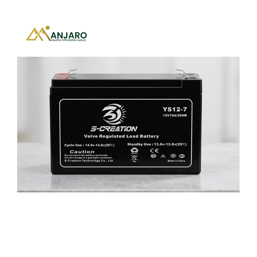 S-Creation Rechargeable Sealed Lead Acid Battery YS12-7 – 12V 7Ah Maintenance-Free Backup Power