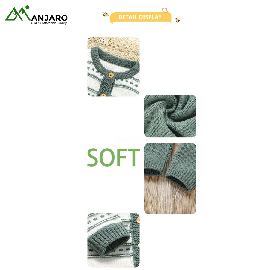 Mimixiong Knitted Baby Cardigan & Romper Set – Winter Striped Long-Sleeve Newborn Boys Outfit(Shipping Fee Included)