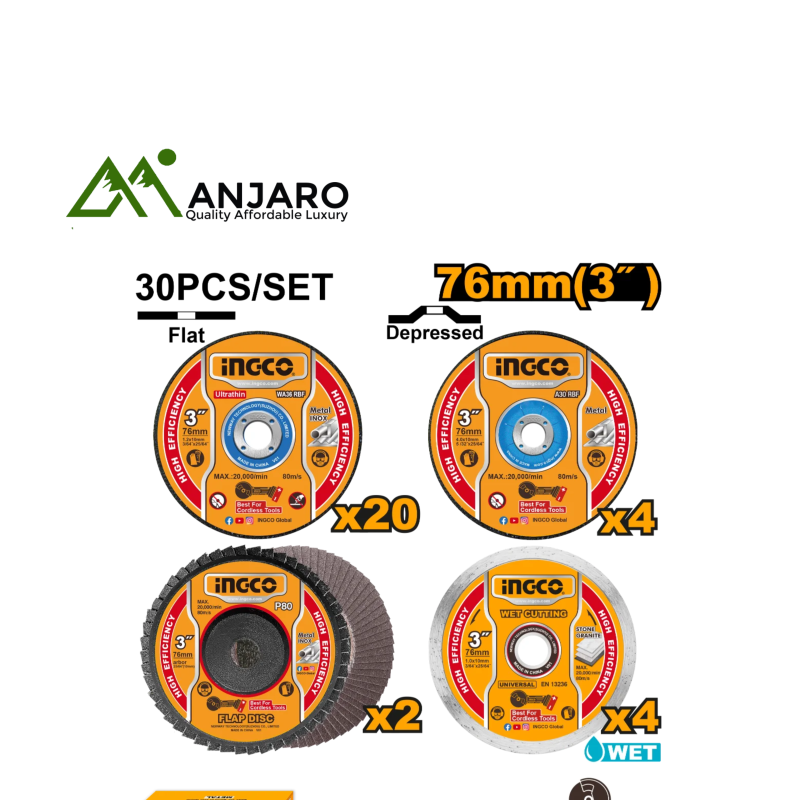 Ingco MCD07630 Cutting and grindingdisc set