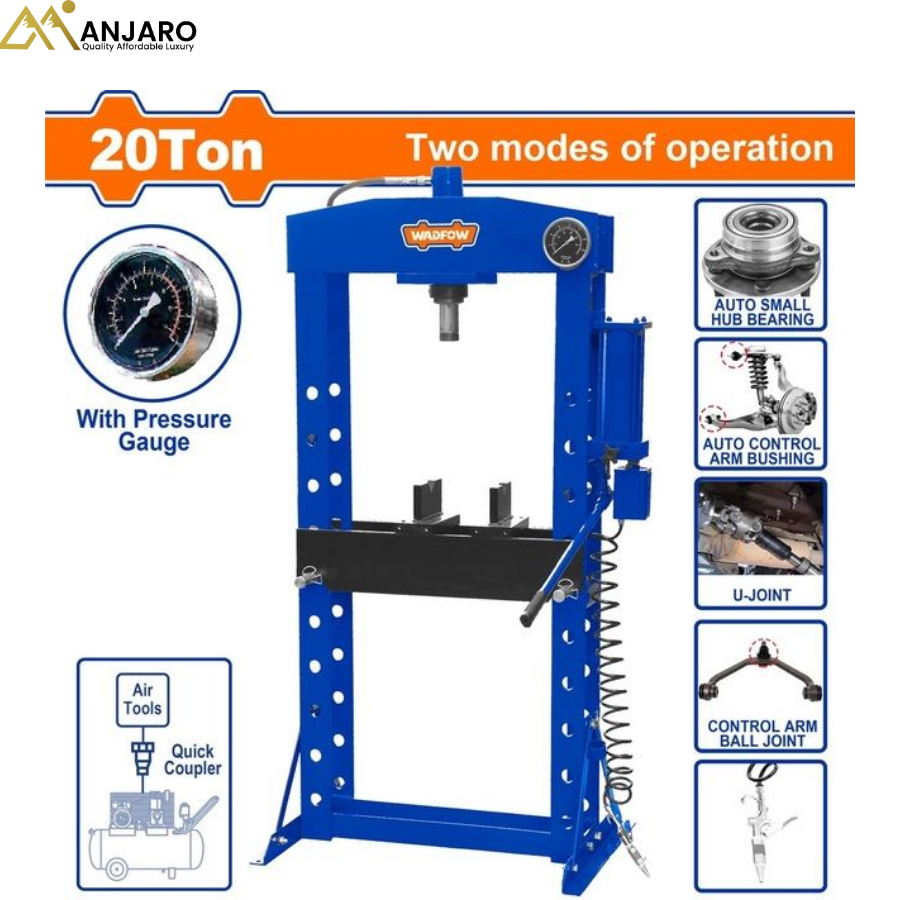 Wadfow Hydraulic Shop Press – 20 Ton Capacity, 0–910mm Work Range, Carton Packed WHQ2A20