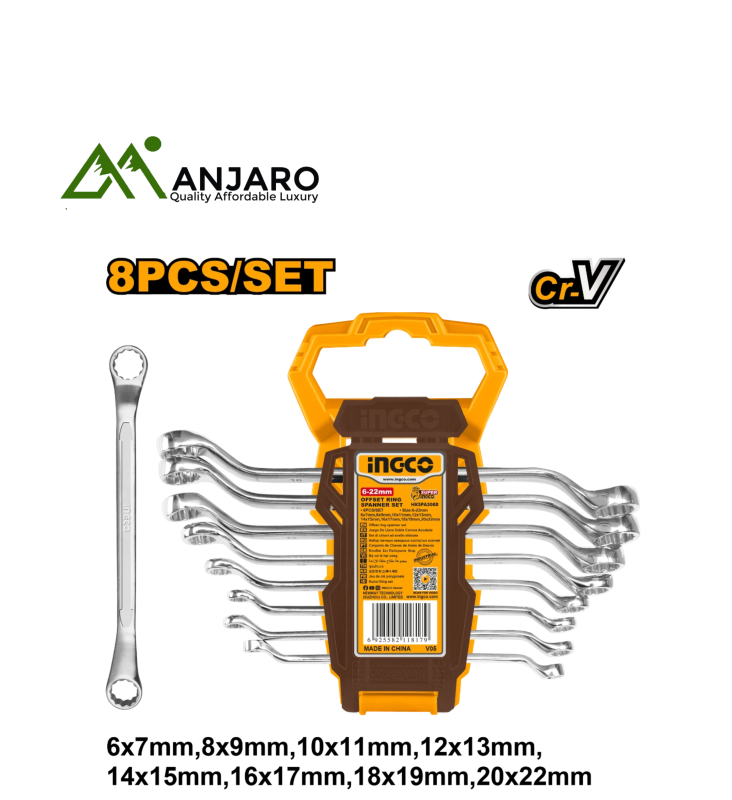 Ingco HKSPA3088 8Pcs Offset ringspanner set