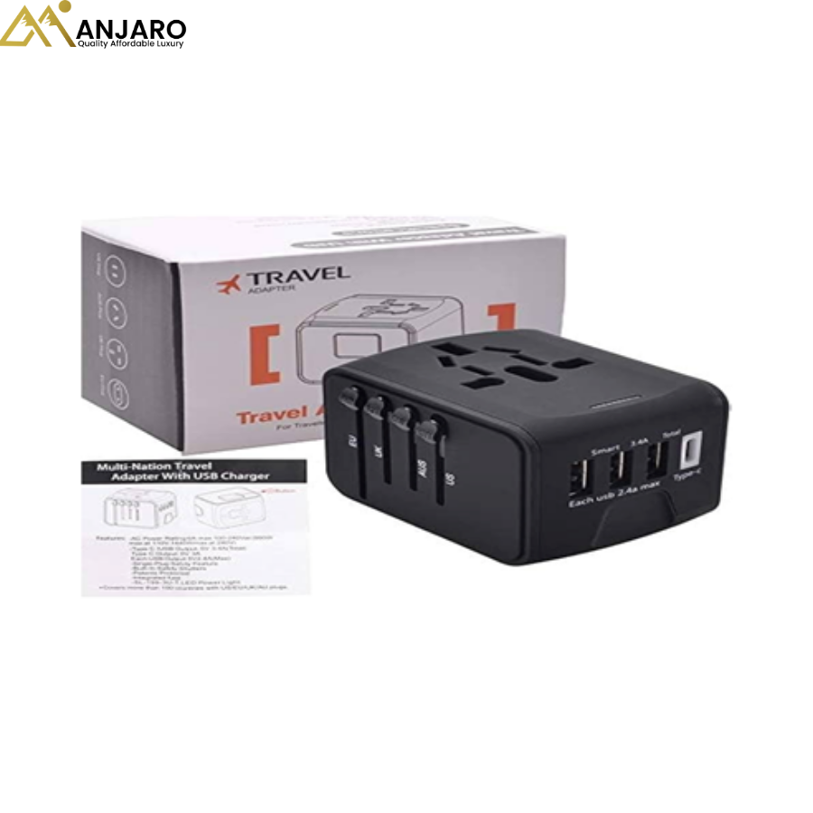 Universal Travel Adapter with USB & Type-C – Multi-Nation Charger