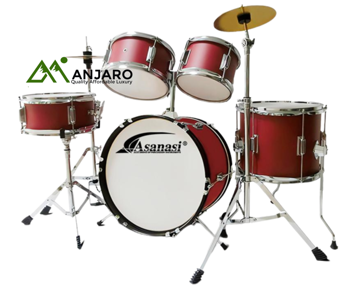 Q50 5-Piece Junior Drum Kit with Cymbals & Throne – Compact Poplar Shell Set for Young Drummers