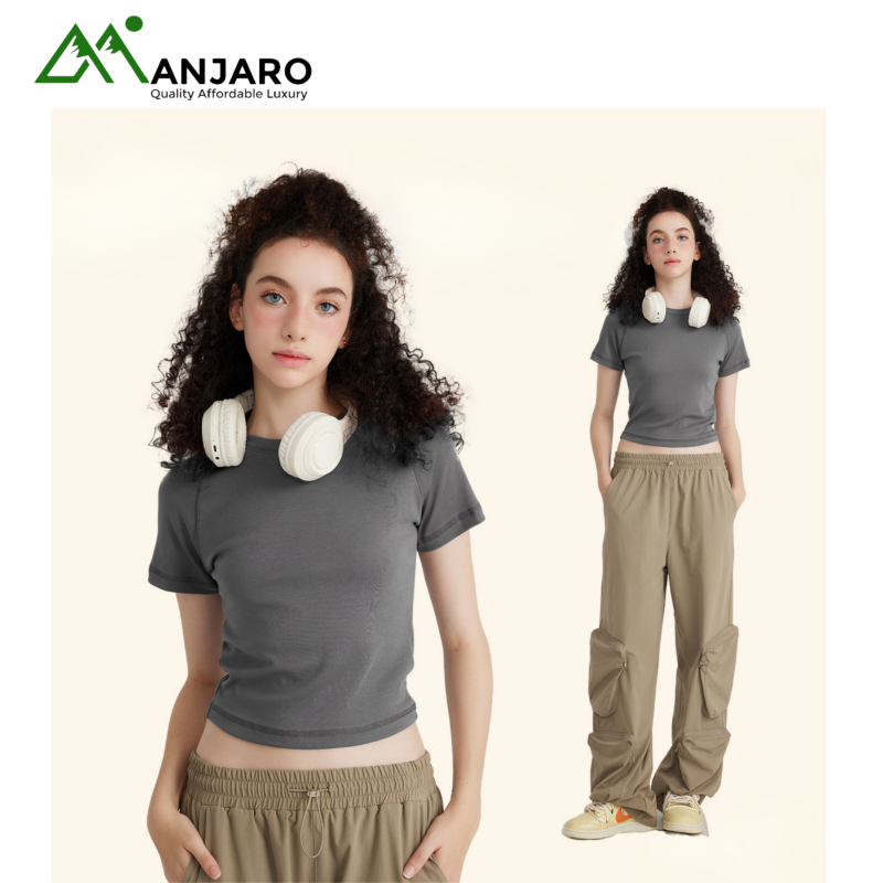 BE Women’s Clothing 2025 Summer Slim Round Neck Short Sleeve Cropped T-Shirt | Hot Girl Casual Cotton Top(Shipping Fee Included)