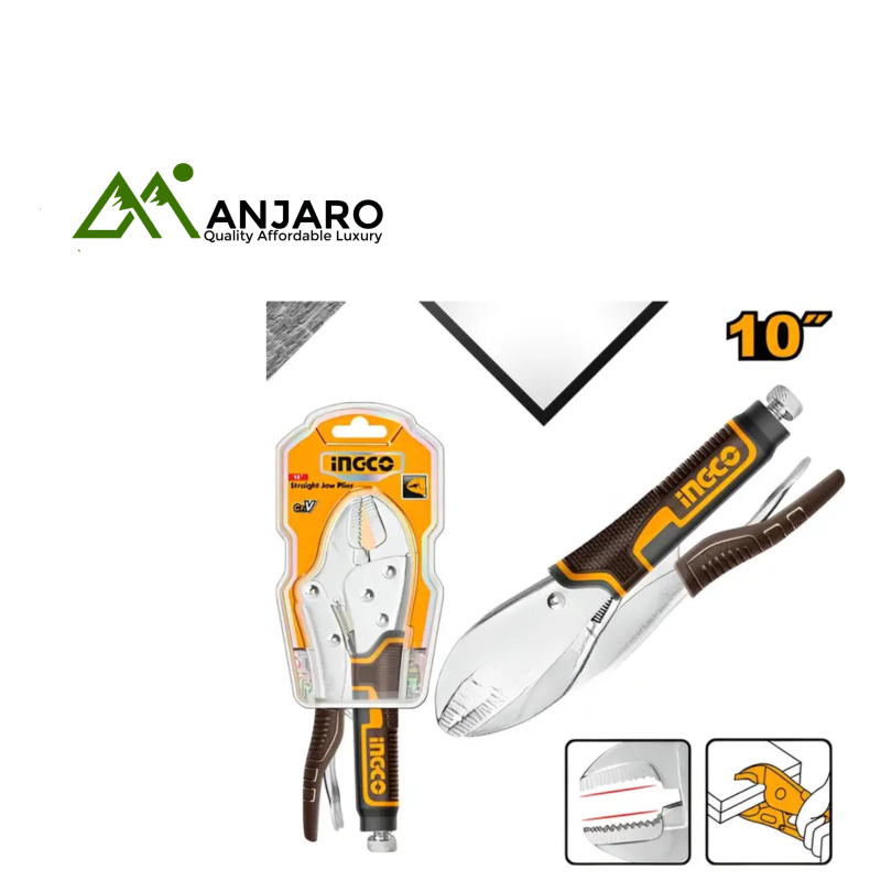 HSJP0110 Straight Jaw Plier – 10" Heavy-Duty Nickel-Plated Carbon Steel Locking Tool