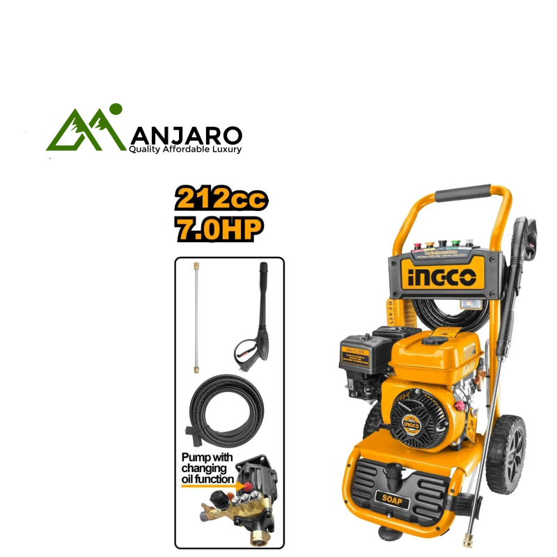 GHPW2103 Gasoline Pressure Washer 7.0HP 235Bar (3450PSI) – 212cc 4-Stroke Engine with Brass Axial Pump