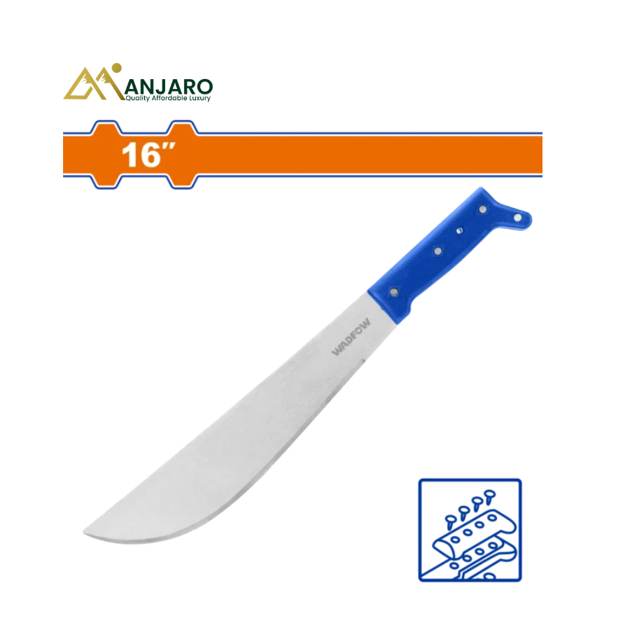 Wadfow Bush Machete – Carbon Steel Riveted Blade with Non-Skid Handle – 16 Inch  WNU0116