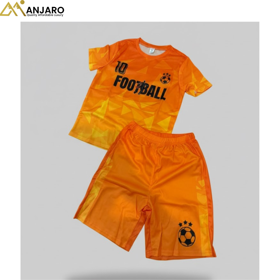 Boys Orange Football Jersey & Shorts Set – 2 Piece Sports Outfit (7–9 Years)