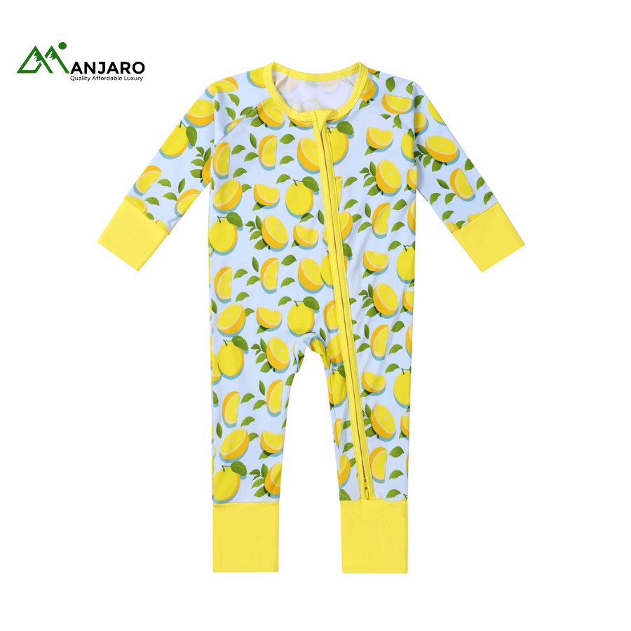Bamboo One-Piece Long Sleeve Baby Romper – Soft Breathable Cartoon Zip Sleeper (shipping fee included)