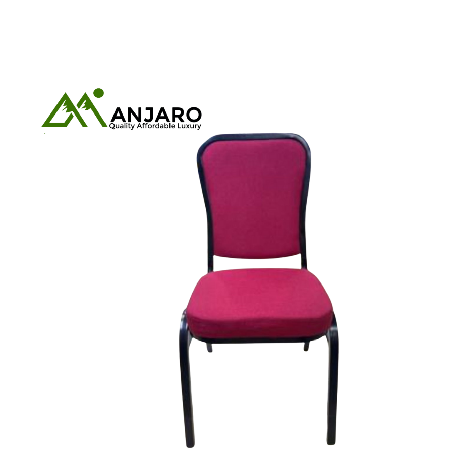 Banquet Conference Chair – Cushioned Seat & Backrest, Sturdy Steel Frame, Stackable – Red