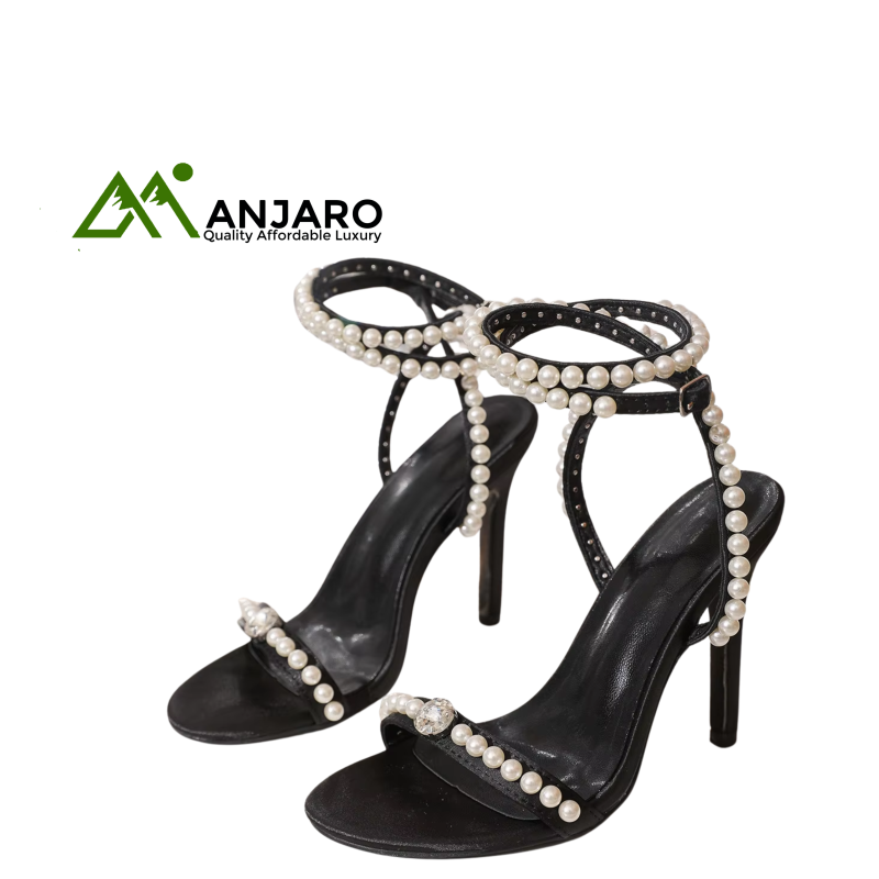 Summer Pearl Strap Open Toe High Heels Sandals – Elegant Luxury Wedding Shoes for Women