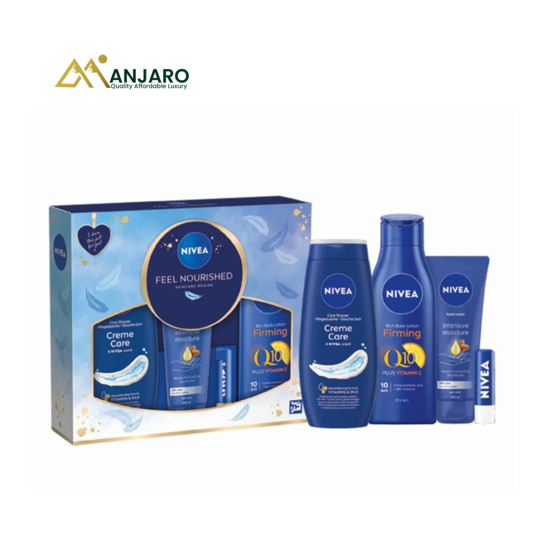 NIVEA Feel Nourished Skincare Regime Gift Set – Complete 4-Piece Hydration & Firming Kit for Dry Skin