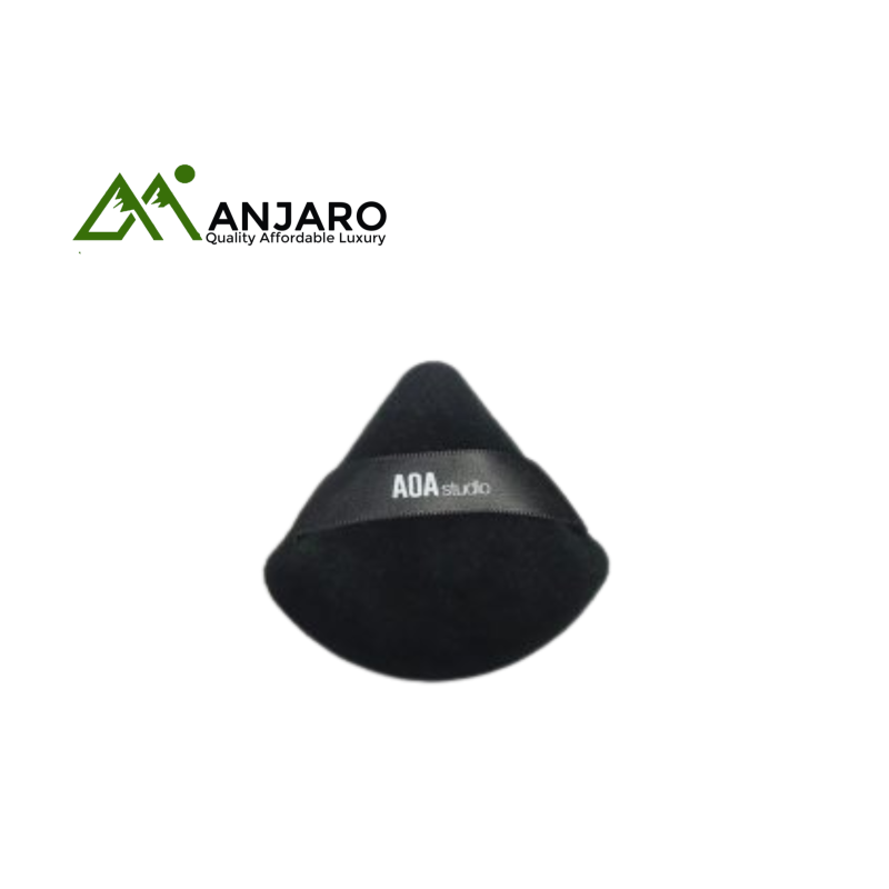 AOA Studio Velvet Triangle Puff – Black | Precision Setting Powder Puff for Smooth Matte Finish