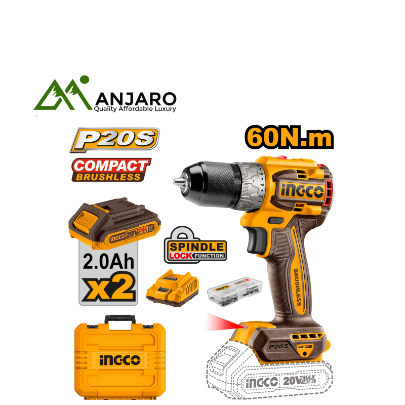 Ingco CDLI20602 Compact BrushlessCordless Drill