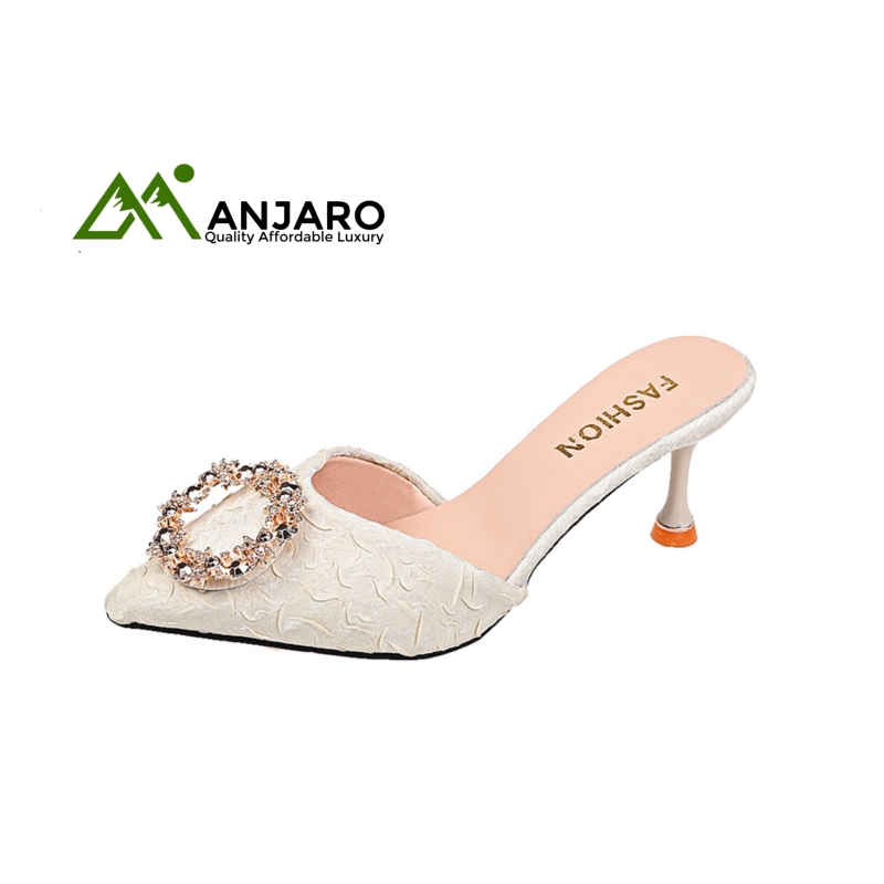Women’s Summer Outdoor Rhinestone Heeled Half Slippers – Lightweight, Anti-Slip, Height-Enhancing Style