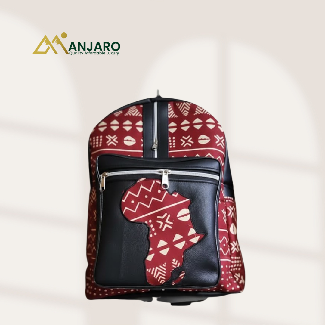 Artisan Heritage Africa Map Backpack – Crimson Mudcloth