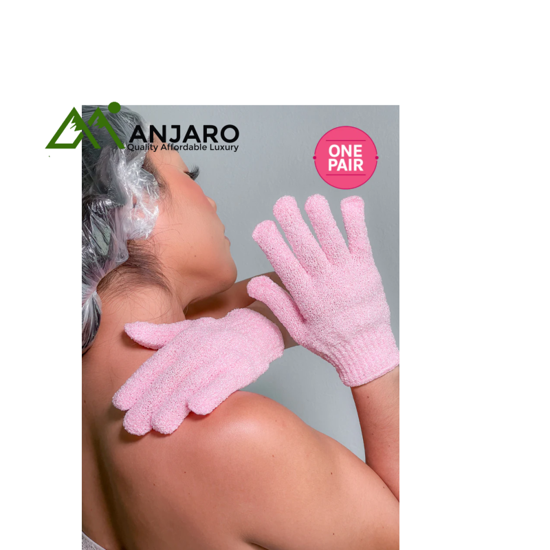 AOA Studio Exfoliating Bath Gloves – PINK (Pair) | Moderate Exfoliation & Pore Cleansing