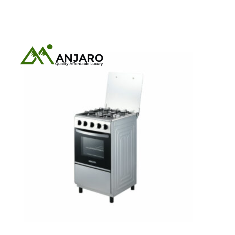 Bruhm BGC-5540IF 4-Burner Gas Cooker with Oven – Sleek Silver Design for Efficient Cooking