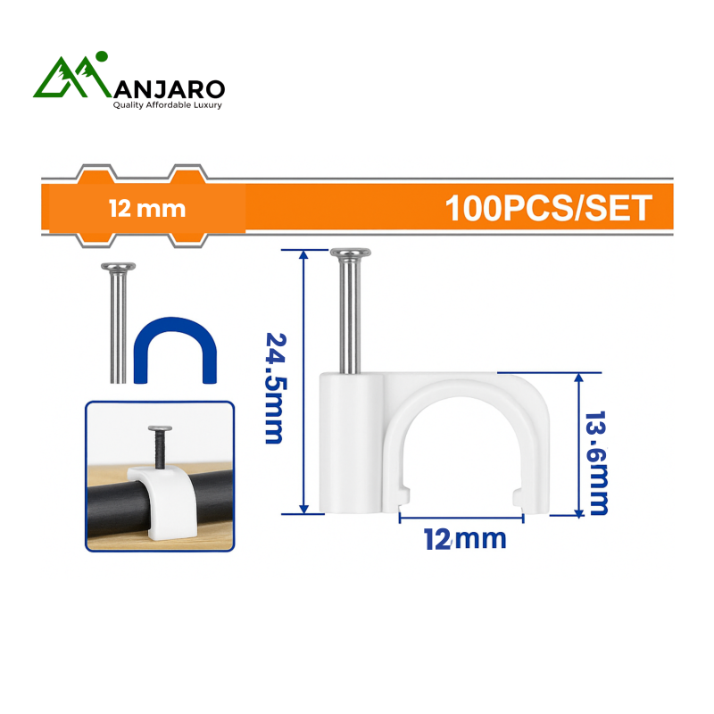 WFQ1308–WFQ1312 White Plastic Cable Clips