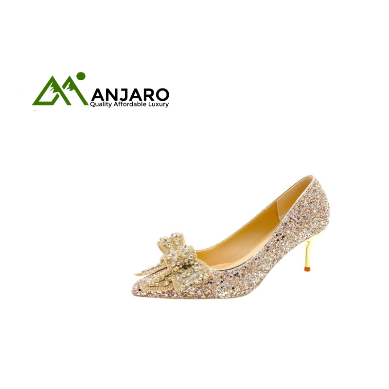 Sequins Marriage Thin Heels Pointed Toe Buckle Strap High Heels – Elegant Women’s Party Wedding Shoes