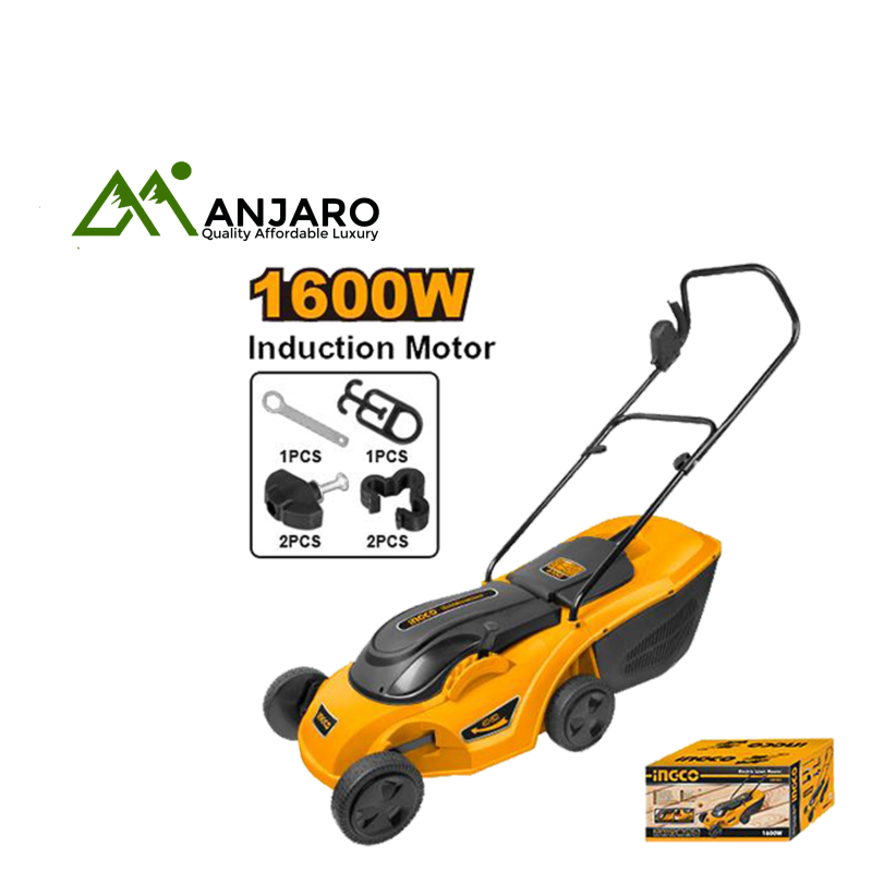 LM383 1600W Electric Lawn Mower – 380mm Cutting Width, Adjustable Height, 50L Grass Box
