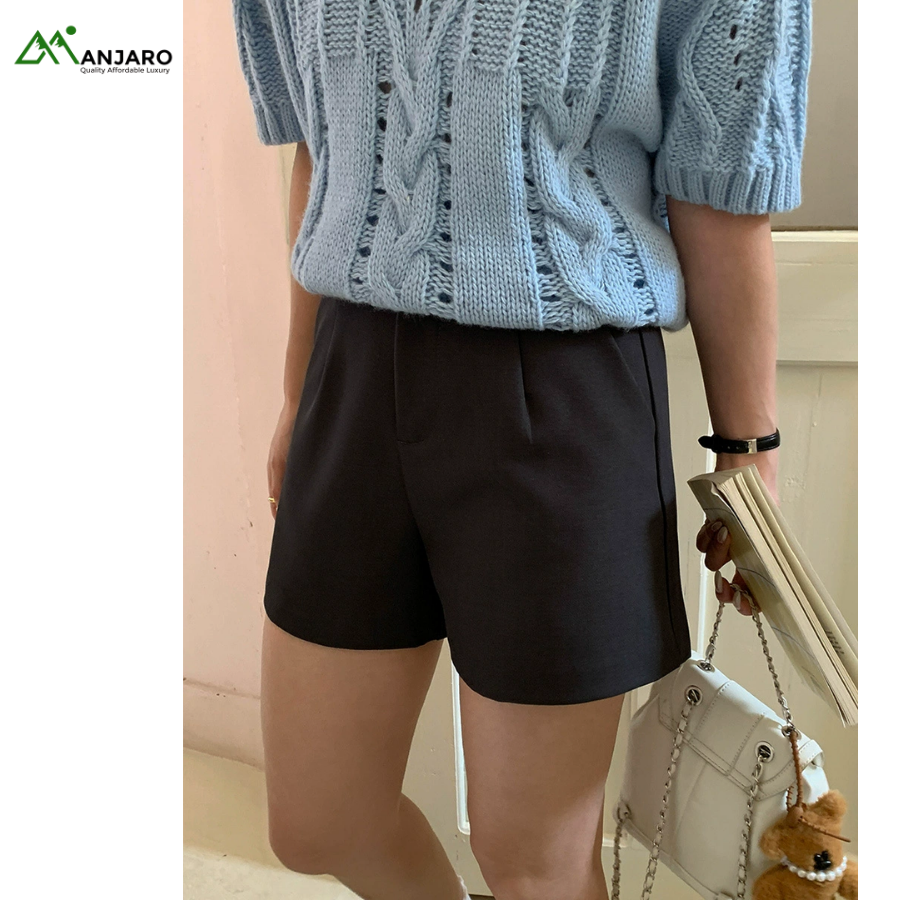 3rd Morning Long-Legged High-Waisted Loose-Fit Slimming A-Line Suit Shorts – Solid Color Commuter Three-Quarter Pants – ZY2832(Shipping Fee Included)