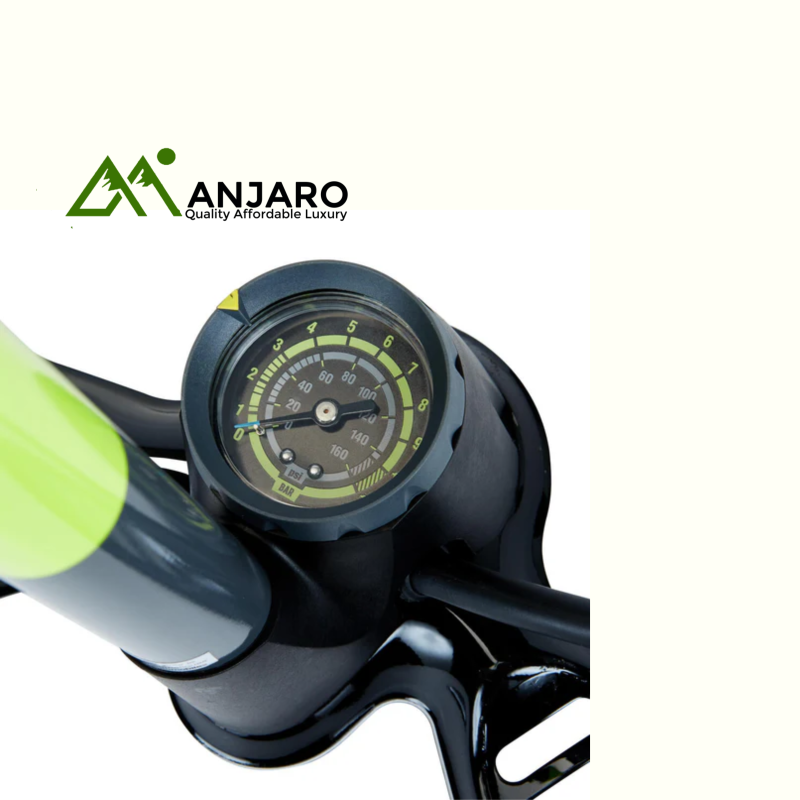 Bike Floor Pump 900 – Neon Yellow | High-Pressure Aluminium Pump with Gauge