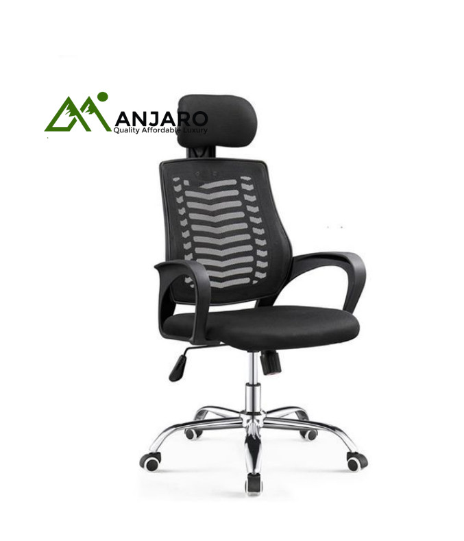 Office Seat with Headrest – Ergonomic Design & Adjustable Support | Comfort for Long Working Hours