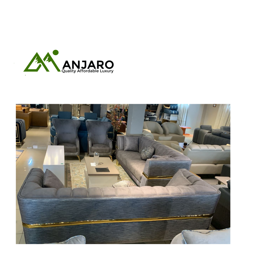 Regal Platinum Velvet/Suede Sofa Set - Grey Tufted Design with Gold Accents & Wingback Armchairs (Luxury 5-Piece)