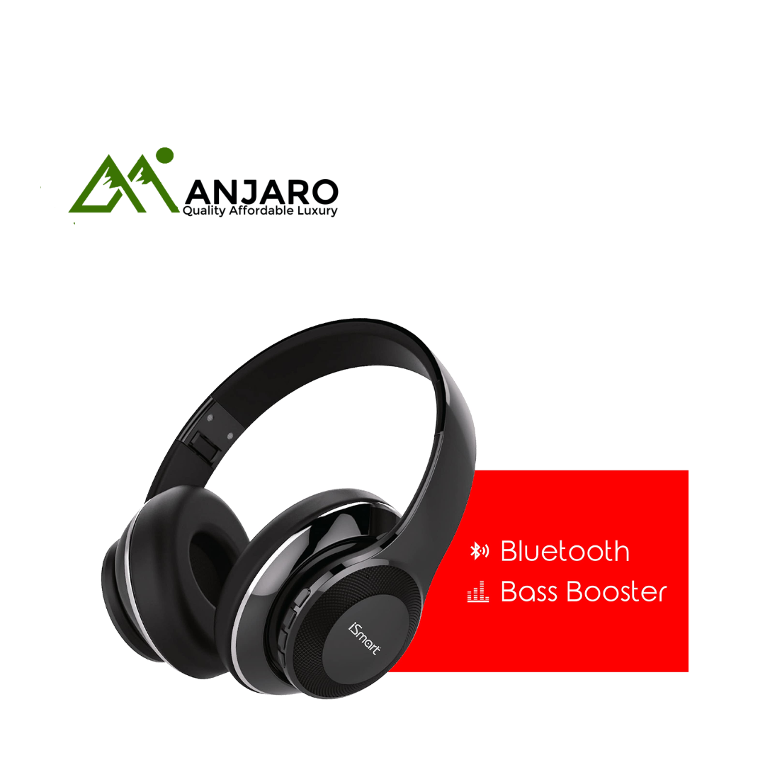 iSmart BX7 Wireless Bluetooth Headphones – Stereo Sound, Noise Reduction, 30H Playtime, Foldable Design – Black