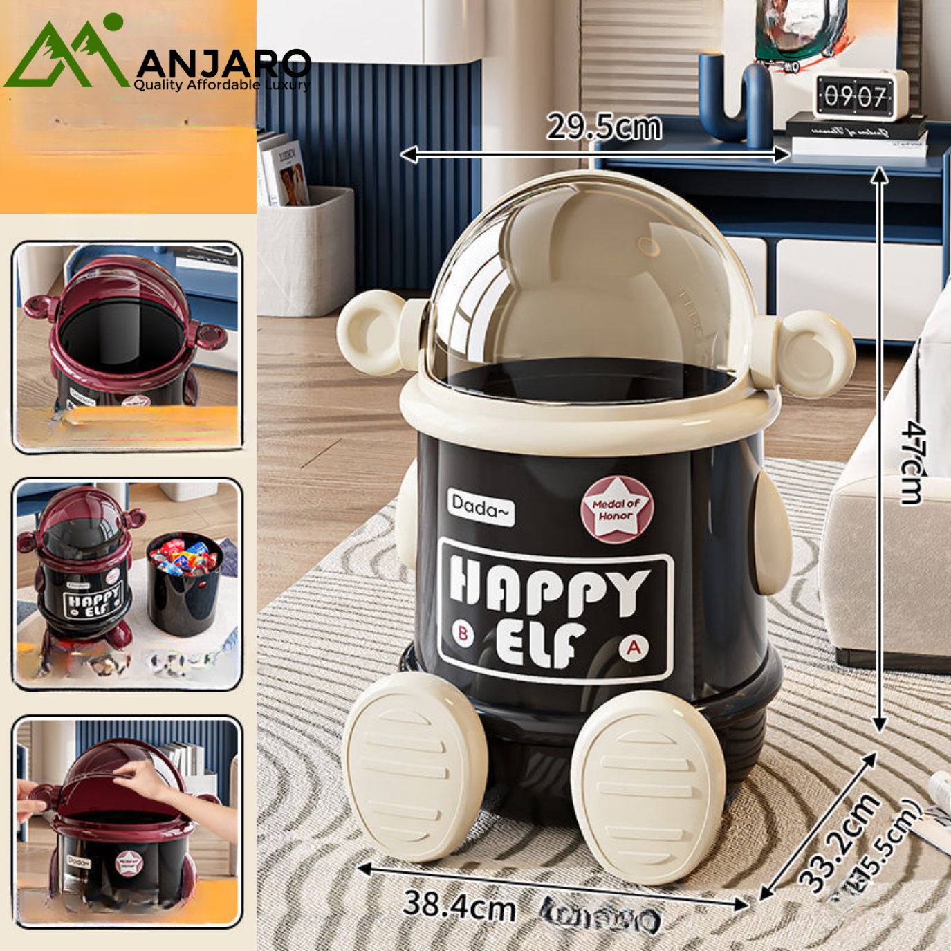 Yamazumi Large-Capacity 12L Stylish Cylindrical Kitchen Trash Can (Shipping Fee Included )d