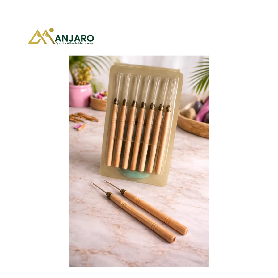 Wooden Crochet Pin | Professional Hair Braiding & Crochet Needle Tool for Wig Making, Hair Extension & Styling