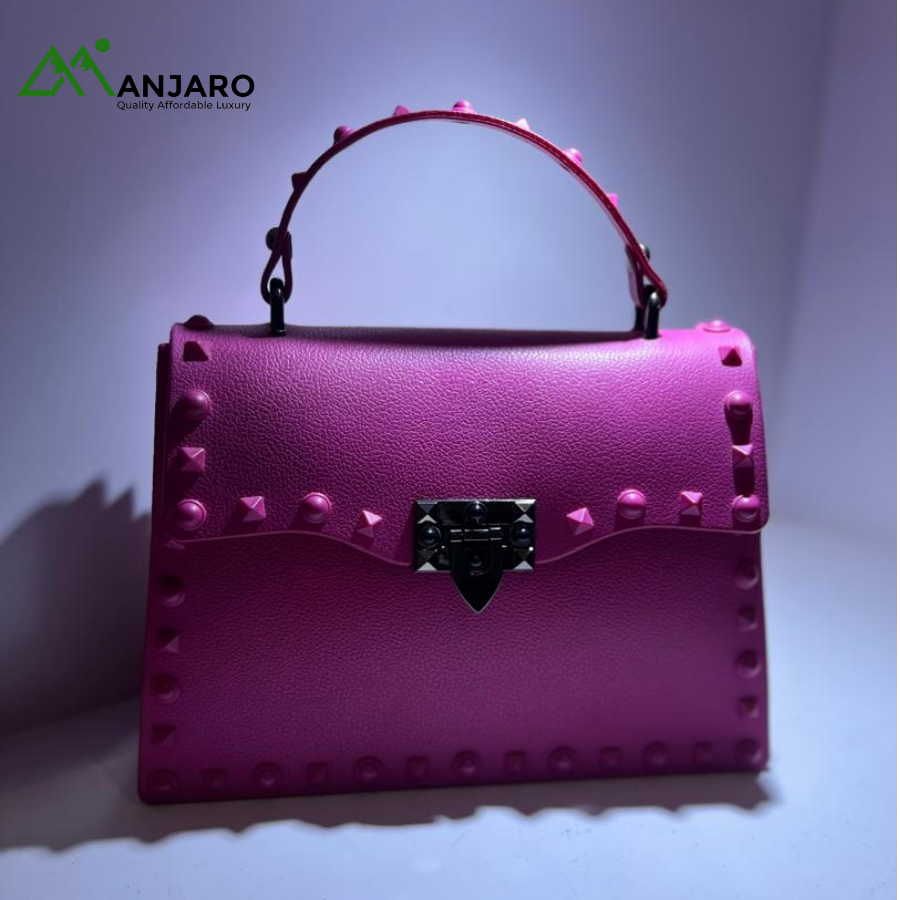 Hot Pink Studded Mini Top Handle Bag – Bold, Trendy & Statement Accessory