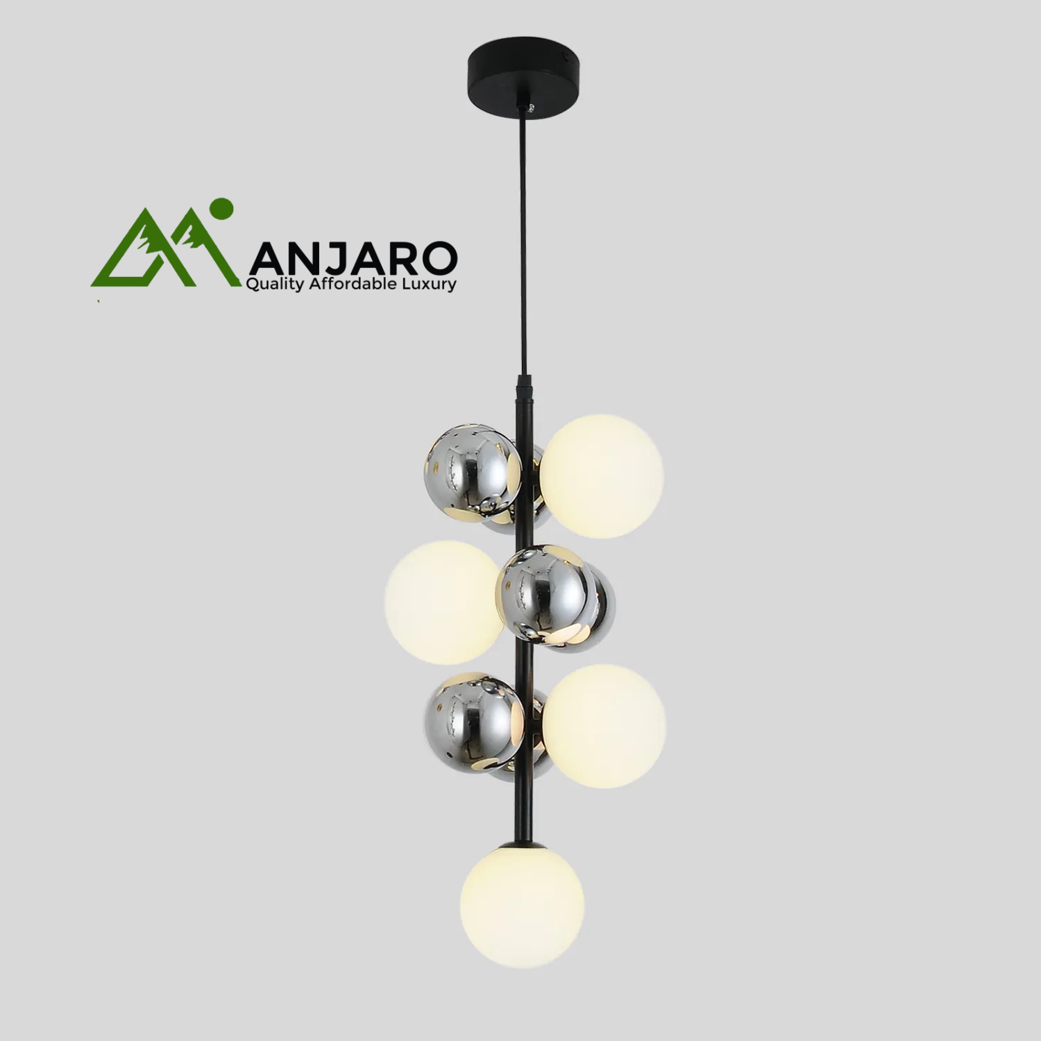 Black Chandelier 68100-10 – 10xG9 Milky + Smoke Glass (TEKLED)