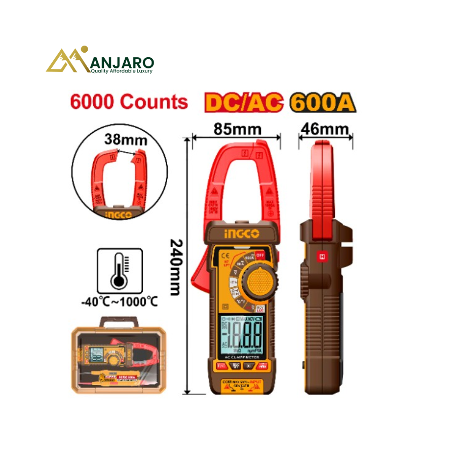 Ingco True RMS DC/AC Clamp Meter – 6000 Counts Digital Clamp Multimeter DCM66002