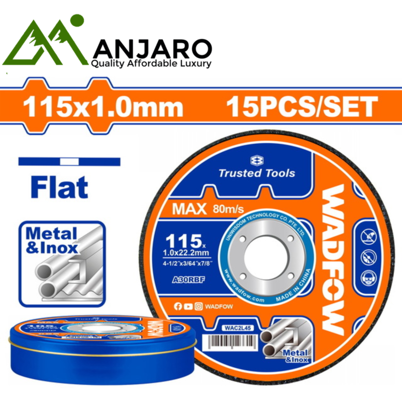 WAC2L45 Abrasive Metal Cutting Disc Set – 115 mm