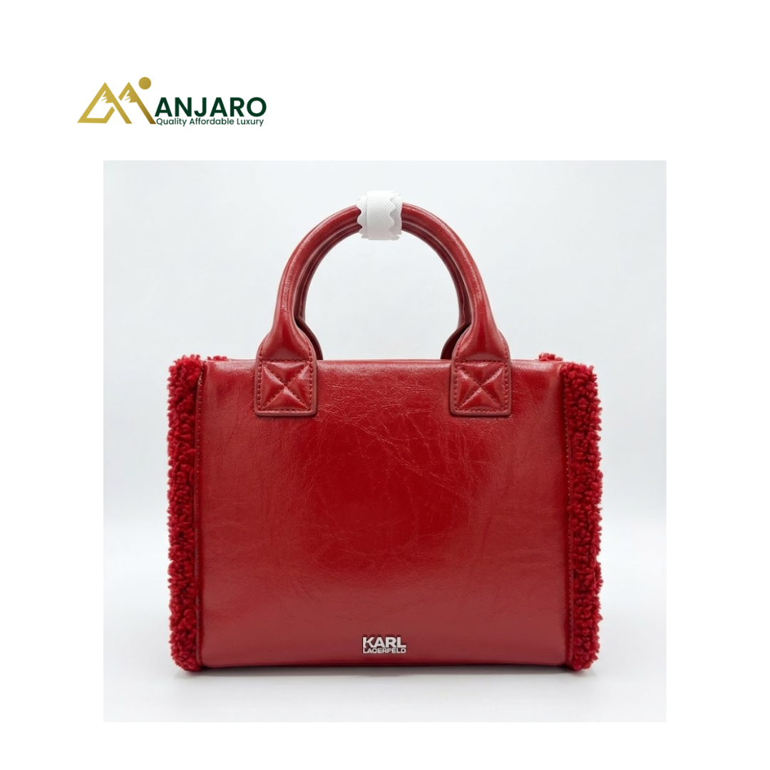 Karl Lagerfeld Structured Top Handle Bag – Red Women’s Designer Handbag