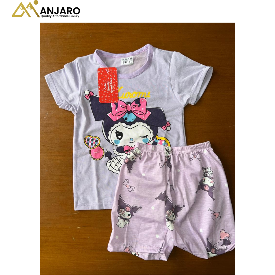 PatPat Kuromi "Winking" Graphic Top and Heart Printed Shorts – 2-Piece Set